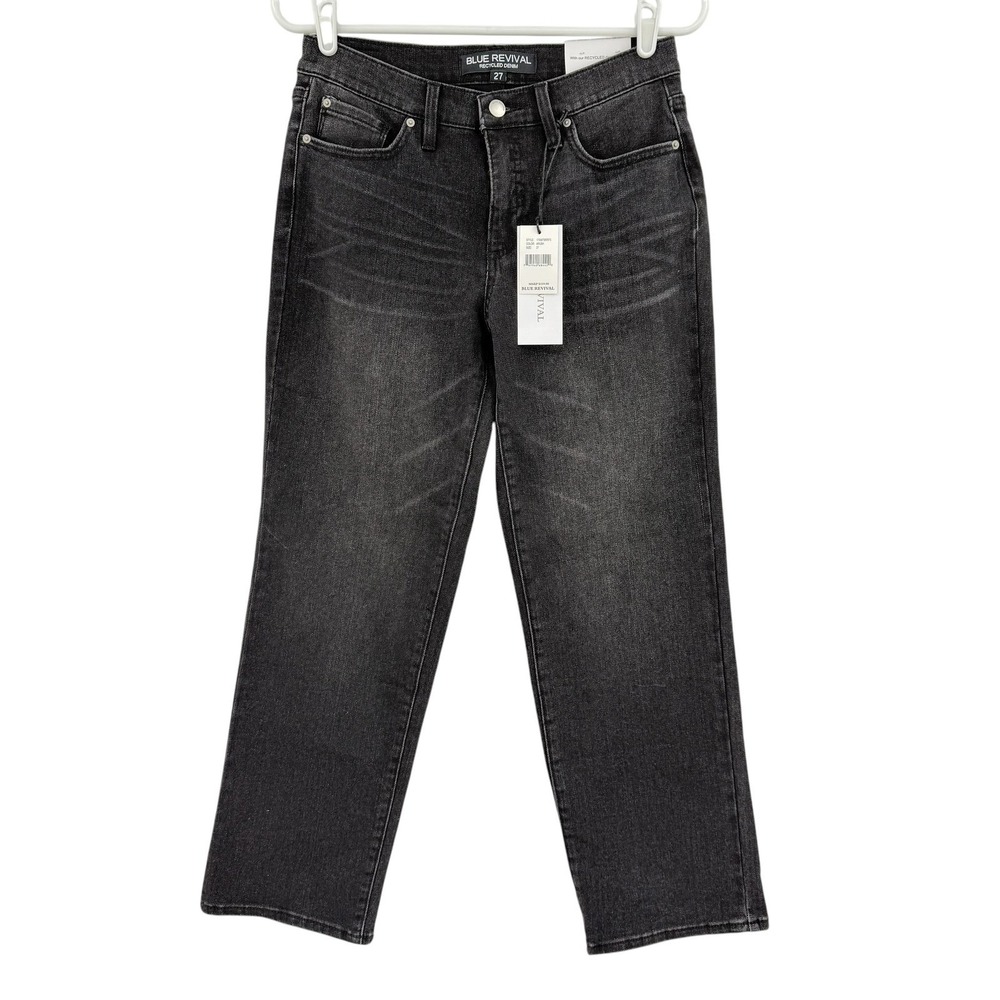 Blue Revival Women's Aruba Black Denim Straight HR Stretch Jeans Sz 27 NWT $139